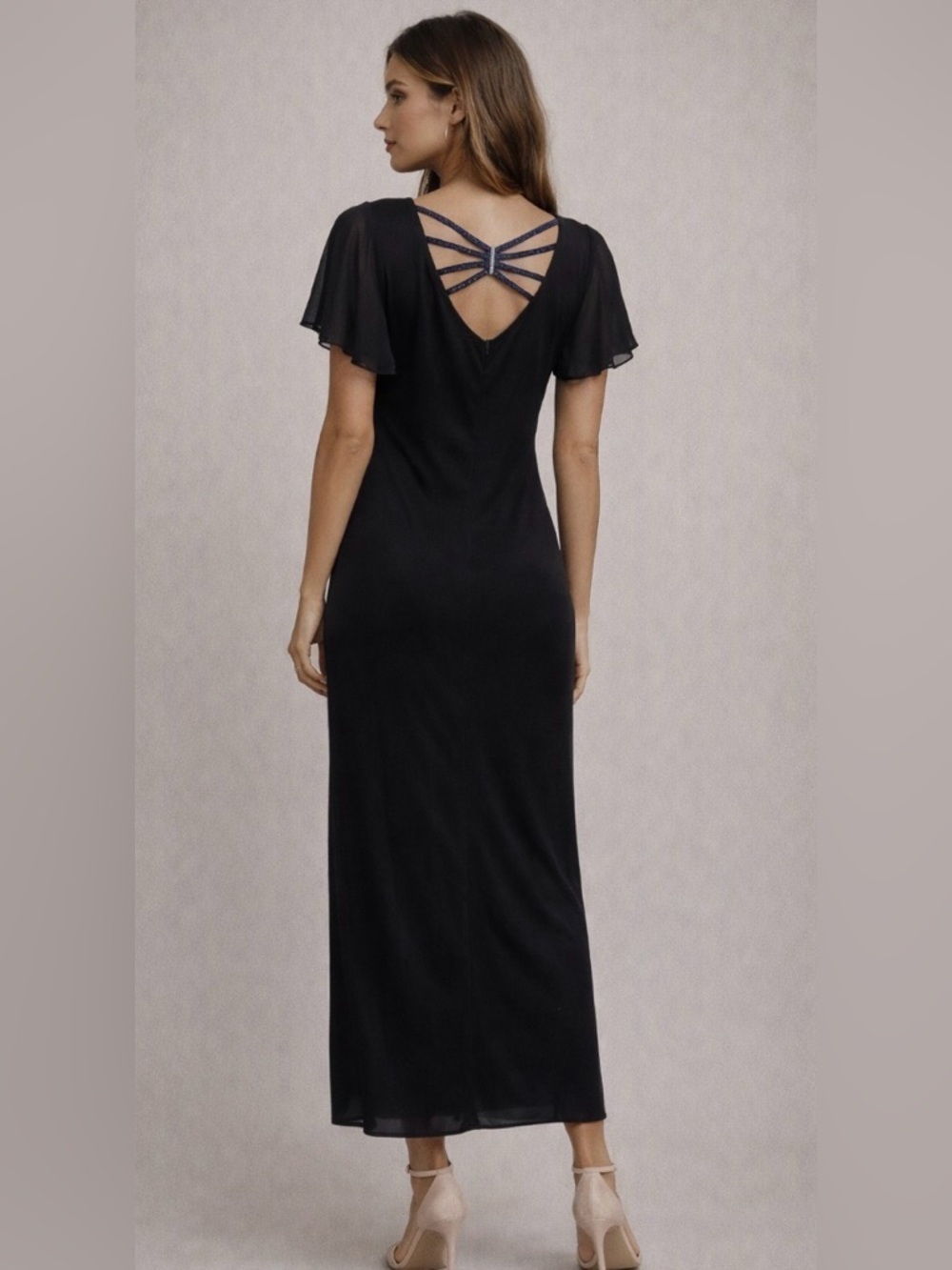 Elegant Black Maxi Dress with Strappy Back